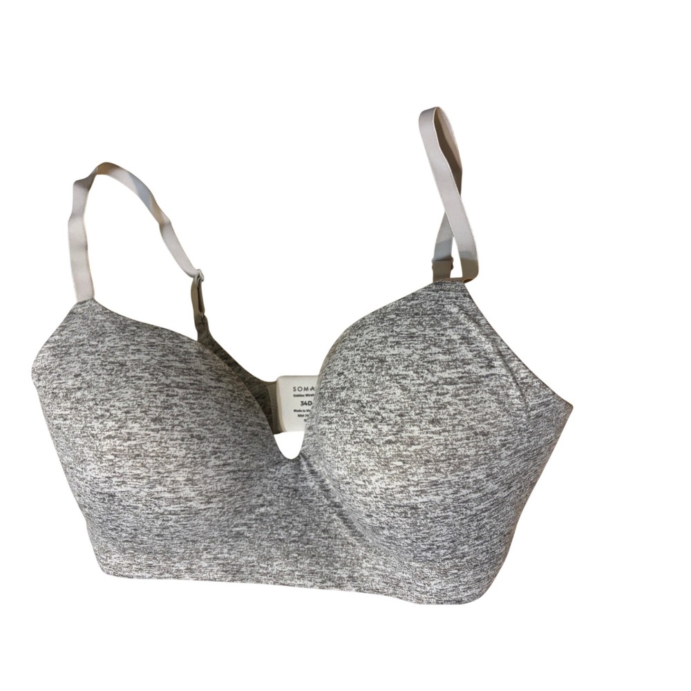 Soma Enbliss Wireless Bra Heathered Grey 34D Comfort Smooth Contour 79984